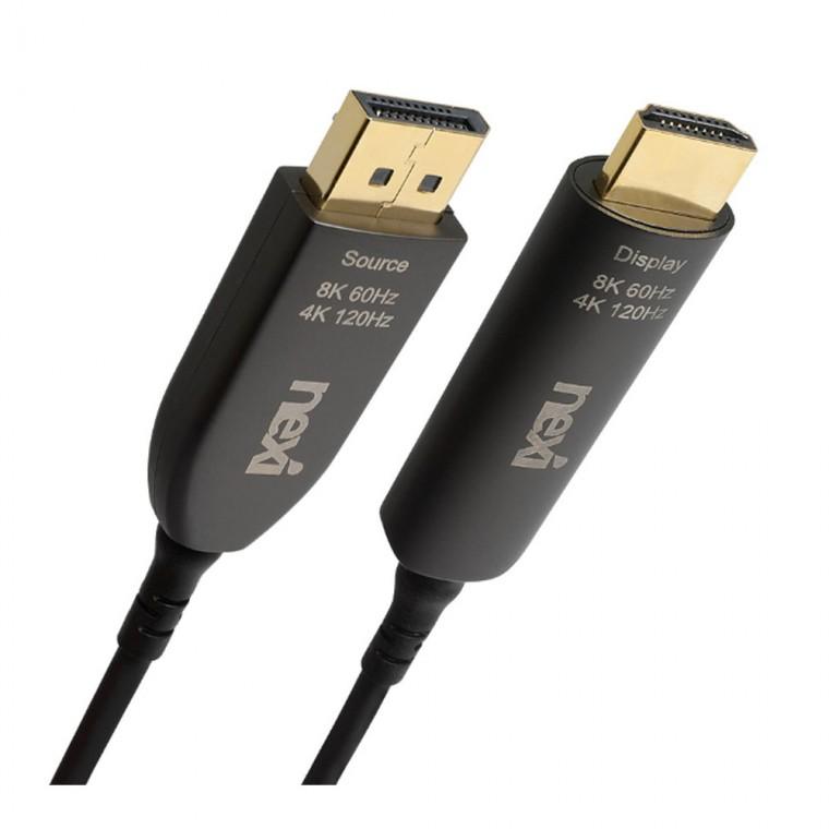 8K 4K HDMI2.1 to DP1.4 하이브리드 광케이블 10M 고화질 미러링 or 듀얼화면지원 노트북 PC 컴퓨터 48GBPS