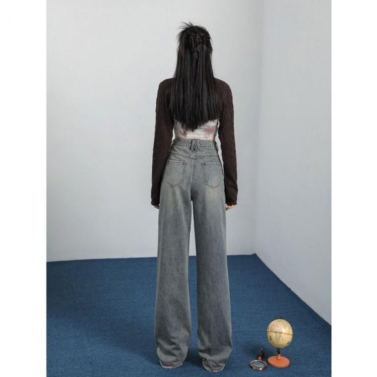 데님 팬츠 FR161833 와이드 워싱 와이드 스트레이트핏