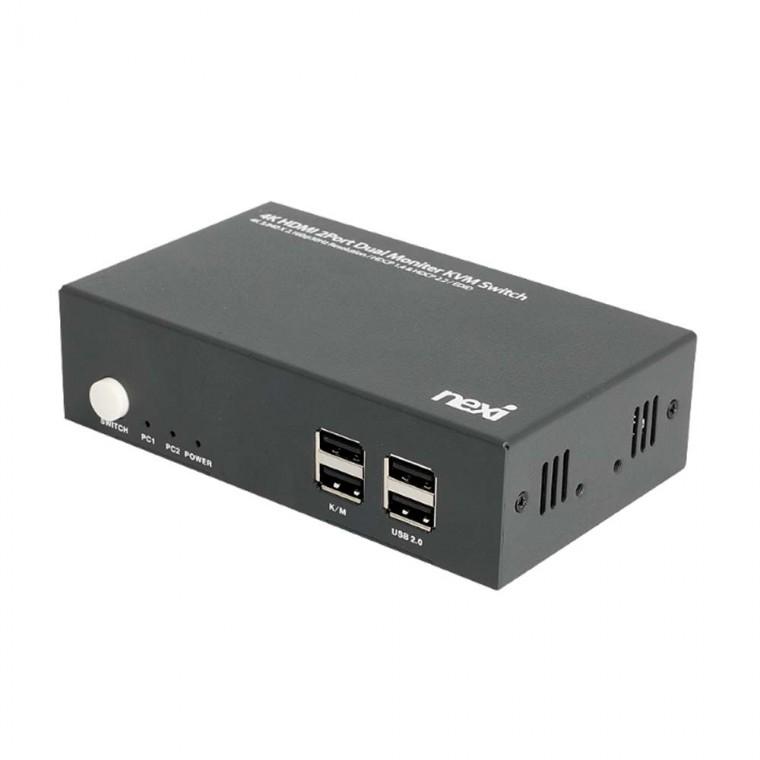 4K USB2.0 HDMI 2포트 듀얼모니터 KVM스위치 고화질 컴퓨터화면 선택제어 데스크탑 PC 전송속도 480MBPS
