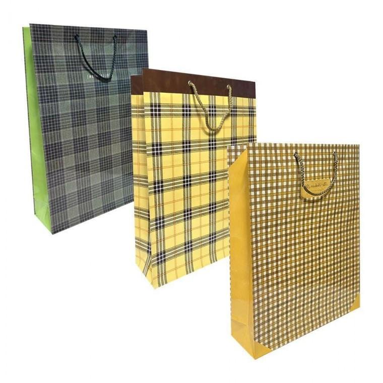 [FW12] 쇼핑백 체크무늬 33X45X폭10cm 종이백 손잡이백 50개