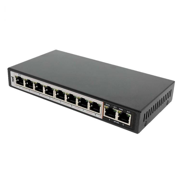 POE 8포트 2업링크 스위치허브 96W 노트북 PC 컴퓨터 IP카메라 공유기 CCTV 이더넷 전송속도 100MBPS