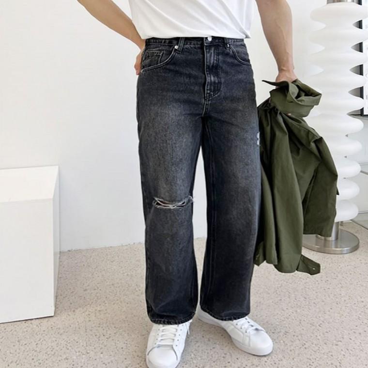 청바지 데님 빅사이즈 남성하의 남자하의 와이드레그 찢청 남성 와이드
