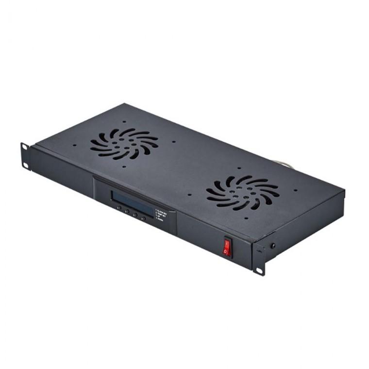 1U 쿨링팬 LCD 판넬 2팬 허브랙 서버랙 네트워크장비 과열방지 및 온도체크 확인