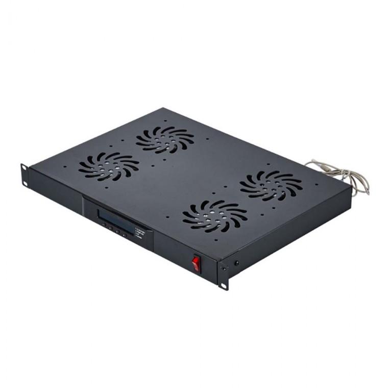 1U 쿨링팬 LCD 판넬 4팬 허브랙 서버랙 네트워크장비 과열방지 및 안정성향상 시간 온도체크 확인