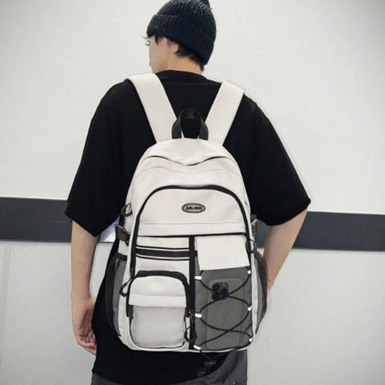 캐주얼 백팩 학생 매쉬 남녀공용 데일리 다용도 일상 다용도수납 매쉬포켓