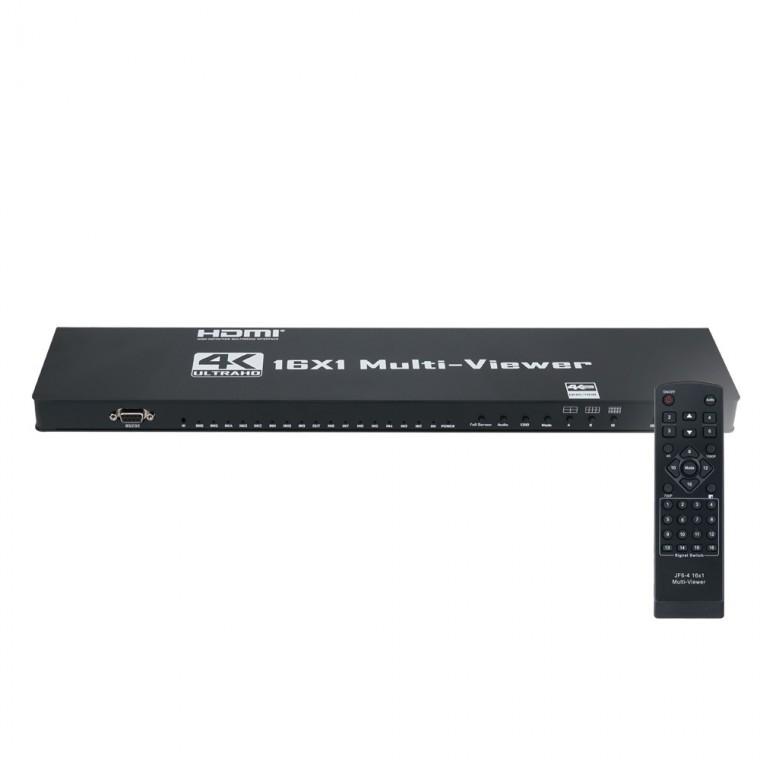 CCTV 16채널 화면 분배기 HDMI 17가지 레이아웃 모드 4K 30Hz 16포트 리모컨 조작 보안 회사 방송국