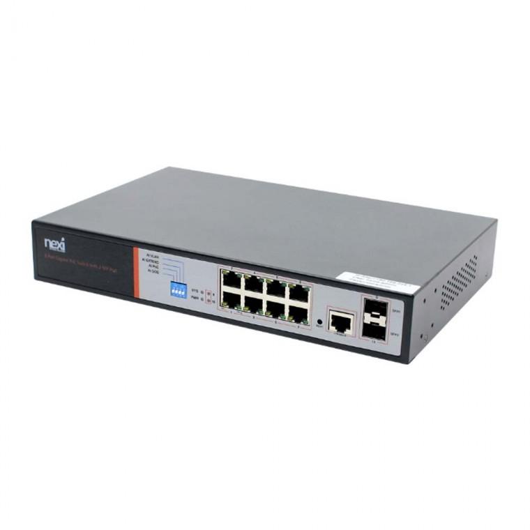 8포트 2SFP 1콘솔 POE 기가비트 스위치허브 150W 이더넷지원 1000GBPS 노트북 무선AP 컴퓨터 IP카메라