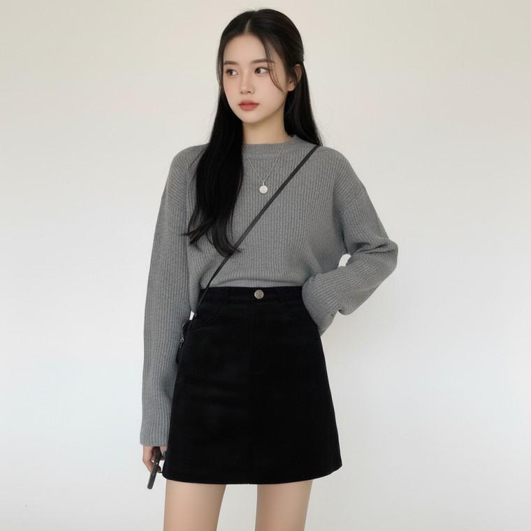 데일리 하이웨스트 블랙 A라인 미니 스커트