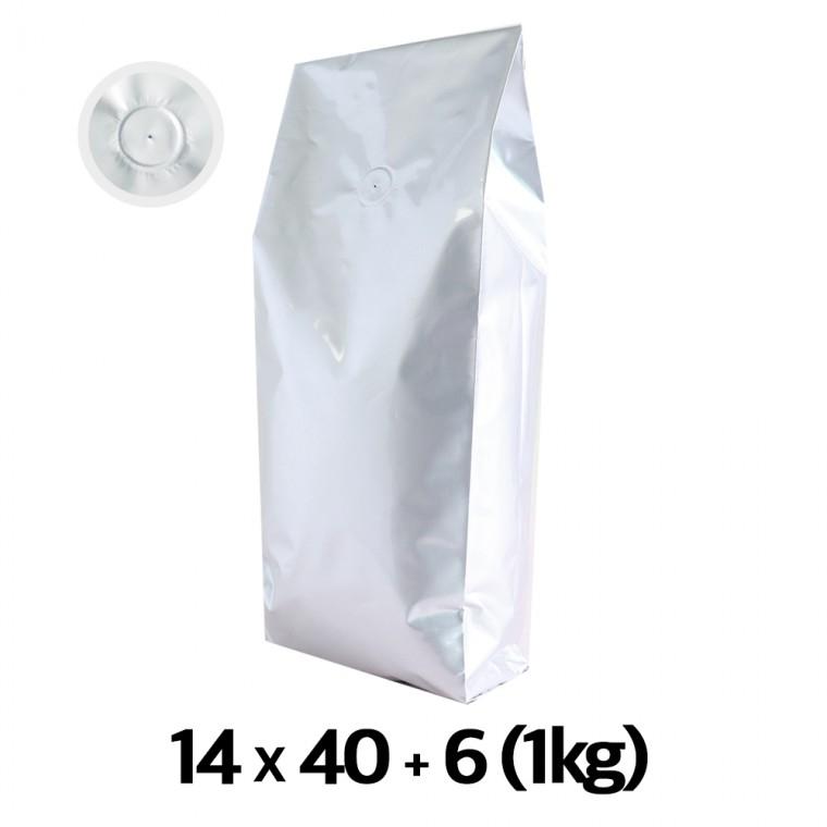 이지포장 은색 M자형 커피 봉투 1kg 50매 기본형 밸브형