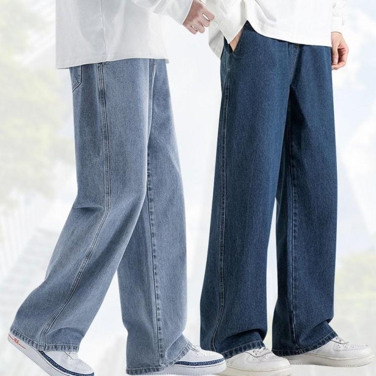 세미 남성 연청 와이드 팬츠 데님 흑청 진청 청바지 남자 팬츠 통바지