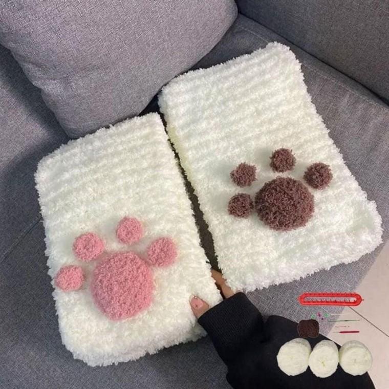 고양이 DIY 뜨개실 초보자 목도리 키트 손뜨기 머플러 실 코바늘실