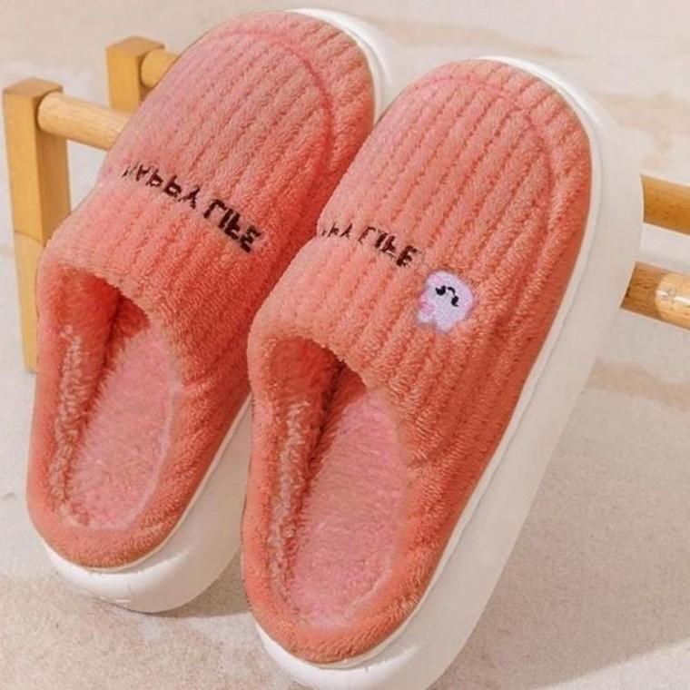 겨울 푹신한 털 슬리퍼 골지라인 부드러운 실내화 귀여운 신발 푹신한 골지