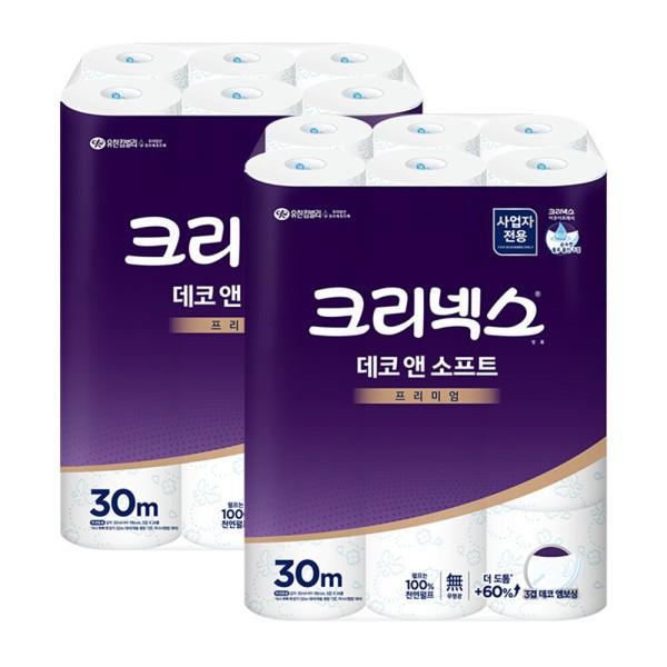 데코앤소프트 3겹 두루마리 화장지 30M 24롤X2팩 무향