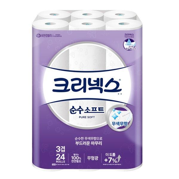 크리넥스 3겹 순수소프트 28m 24롤 화장지