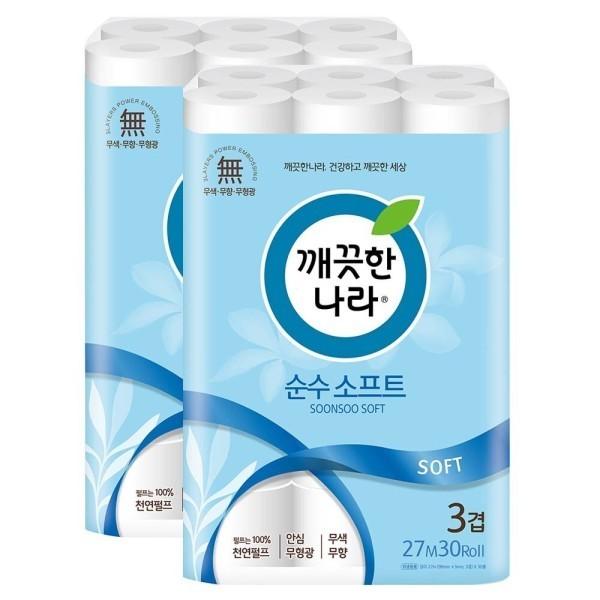 깨끗한나라 순수 소프트 27m 30롤x2팩 화장지