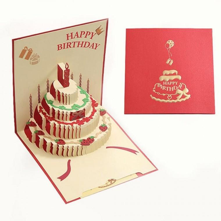 생일카드 3D팝업카드 3P 생일편지 축하카드 파티 파티 친구 카드 메세지 축하 선물 소품 생일 팝업