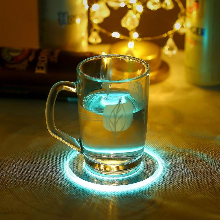 홈파티 원형 LED 컵받침(10x10cm) (컬러) LED코스터 조명코스터 파티코스터 라이트코스터