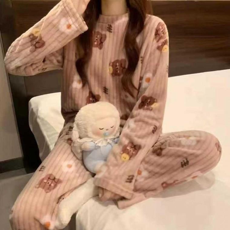 여자 파자마 파티 곰돌이 수면 잠옷 극세사 홈웨어