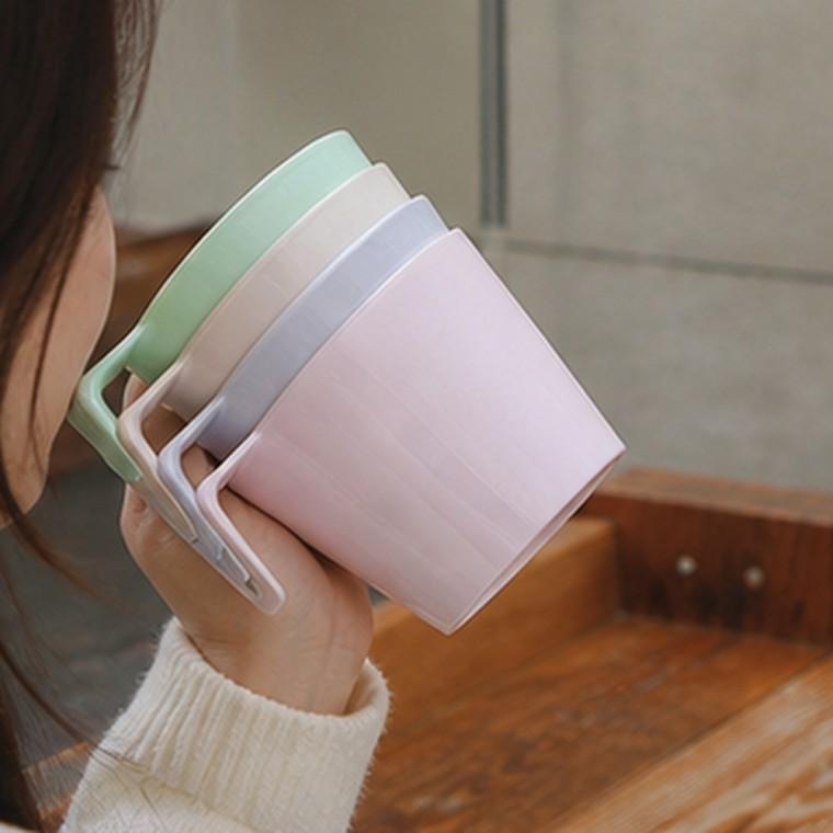 파스텔 핸디 손잡이 파티컵 4p 적층보관 플라스틱컵