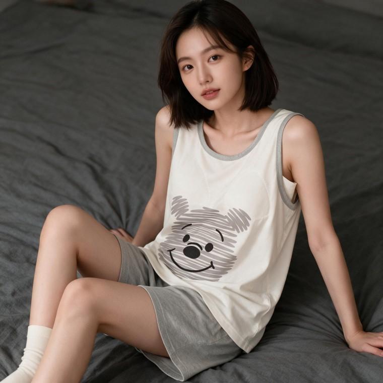 캡내장 잠옷 그린베어 홈웨어 홈파티 거실 실내복 파자마 홈캉스 상하의 그린