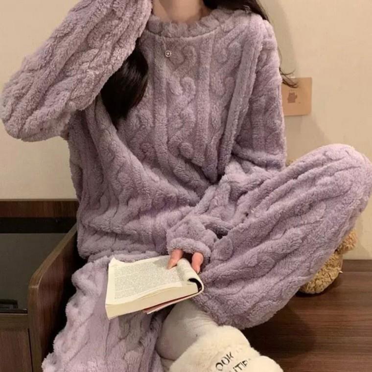 꽈배기 수면잠옷 세트 6color 기모잠옷 파자마파티 누빔잠옷