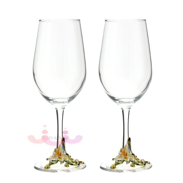 빈티지 와인잔 2P 320ml 옐로우 파티용와인잔 샴페인글라스 아이스와인잔