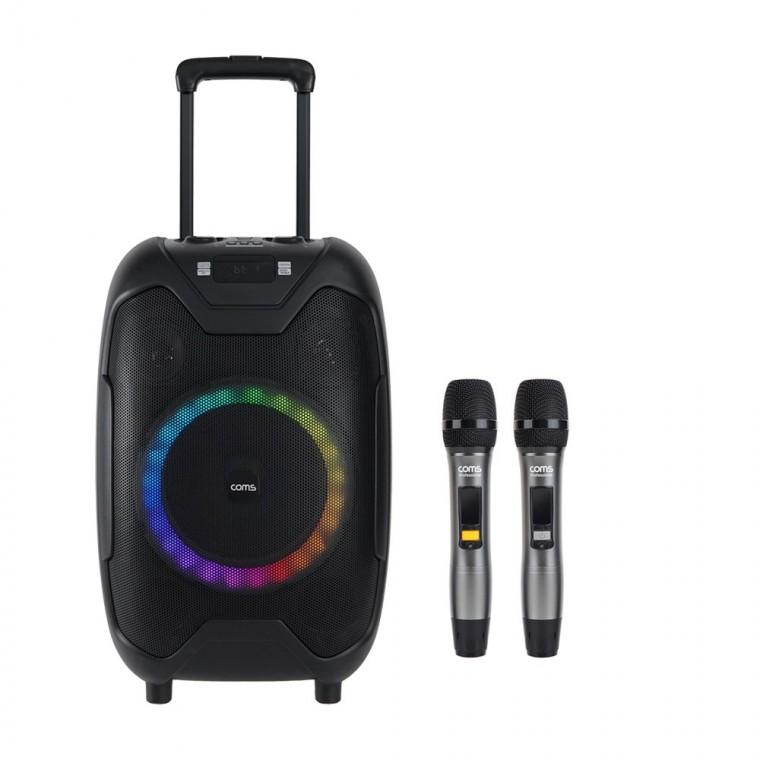블루투스 이동식 앰프 LED 스피커 무선 슬롯 거치대 마이크 지원 2대 연결 최대 50W 홈파티 노래방 분위기