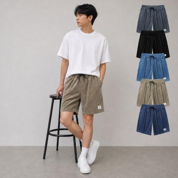 남성 데일리 캐주얼 코듀로이 밴딩 반바지 BM-485
