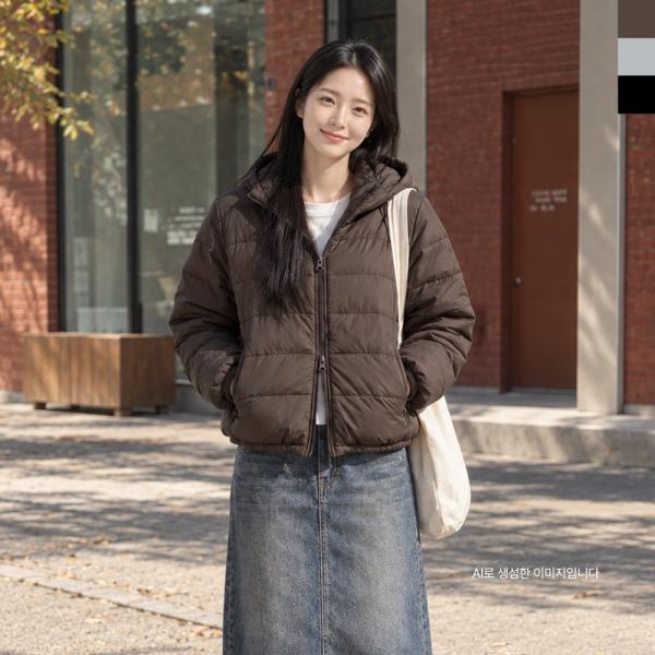 여성 경량 패딩 투웨이 지퍼 나일론 후드 자켓 GAA 3009W