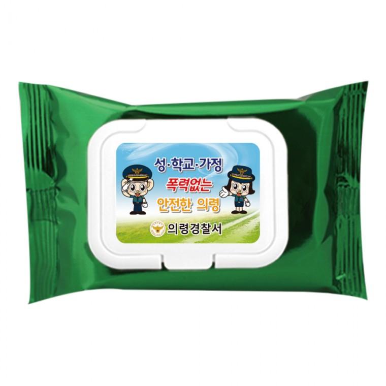 메탈그린 캡형 30매 300개 휴대용 물티슈 판촉 홍보 전도용
