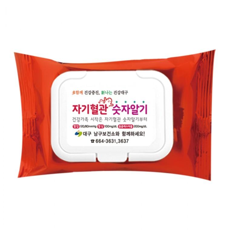 메탈레드 캡형 20매 300개 휴대용 물티슈 판촉 홍보 전도용