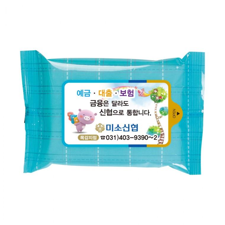 체크블루 20매 1 000개 휴대용 물티슈 판촉 홍보 전도용