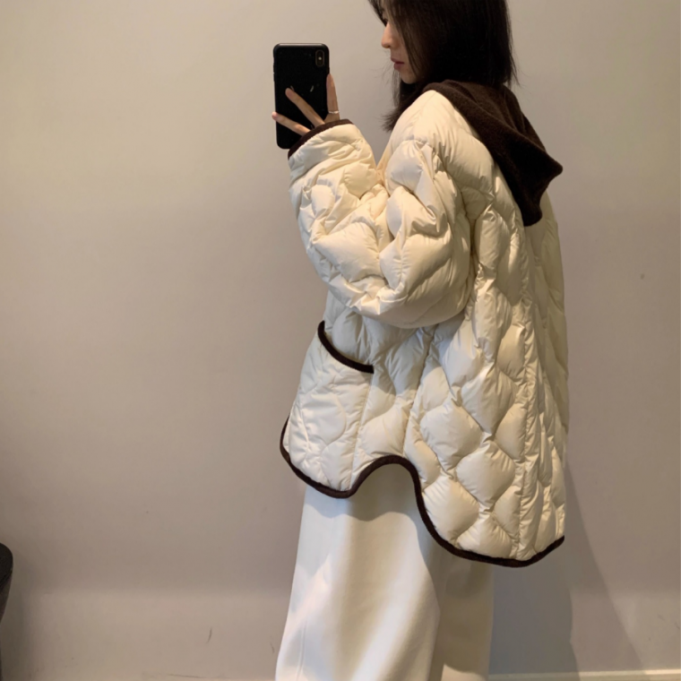 바이브모션 여자 하프 패딩 코트 덕다운 하프 겨울 아우터