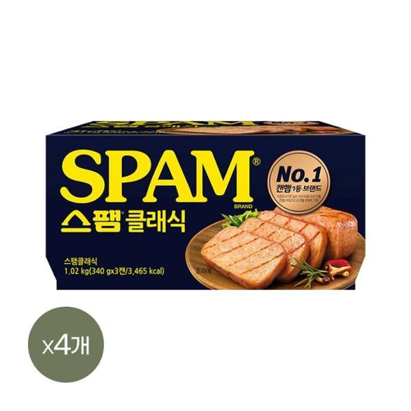 스팸 클래식 340g 3입(노캡형) 4개(총 12개)