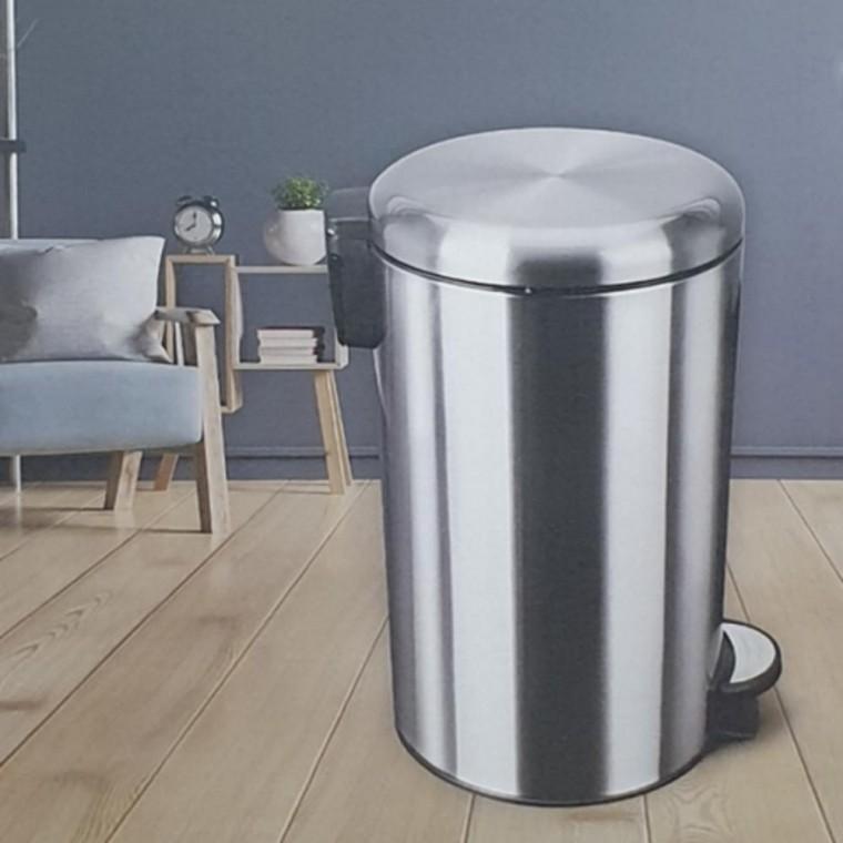 고급 무소음 원형 스텐 페달 쓰레기통 휴지통 20L