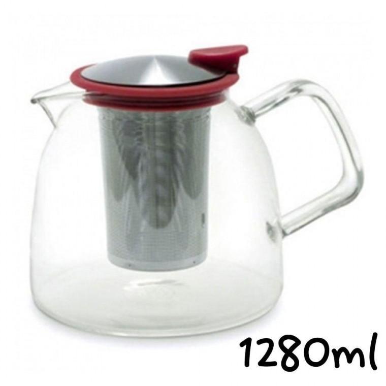 유리 글라스 레드 티포트 1280ml 유리주전자 티주전자