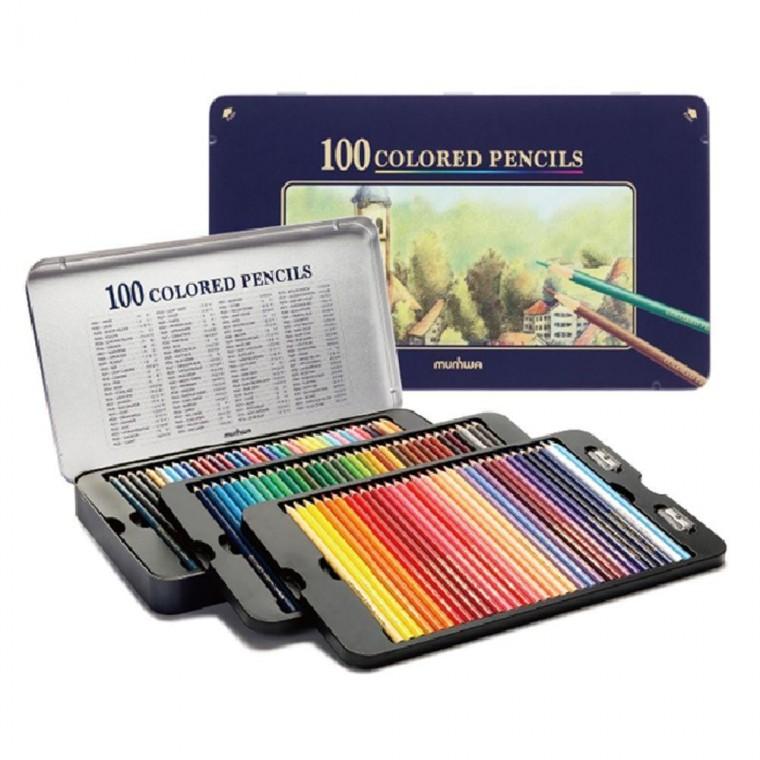 문화 100색 색연필 틴 100칼라 틴 색연필 미술재료 전문가용 학습용