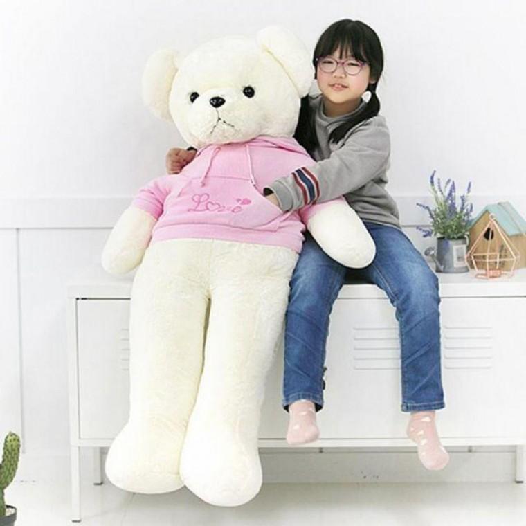 후드 곰인형 핑크 러블리 테디베어 대형 150cm