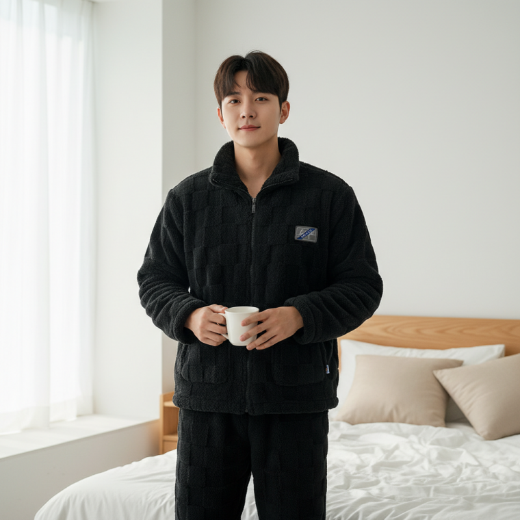 겨울 남성용 파자마 홈웨어 수면복 잠옷