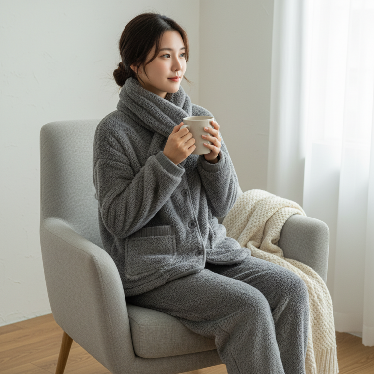 겨울용 남녀 공용 수면복 잠옷 실내