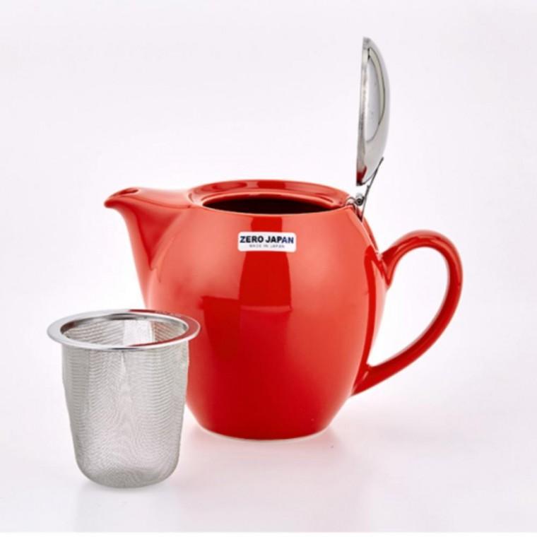 차주전자 도자기티포트 티팟 라운드 티포트 도자기 제로제팬 토마토 580ml
