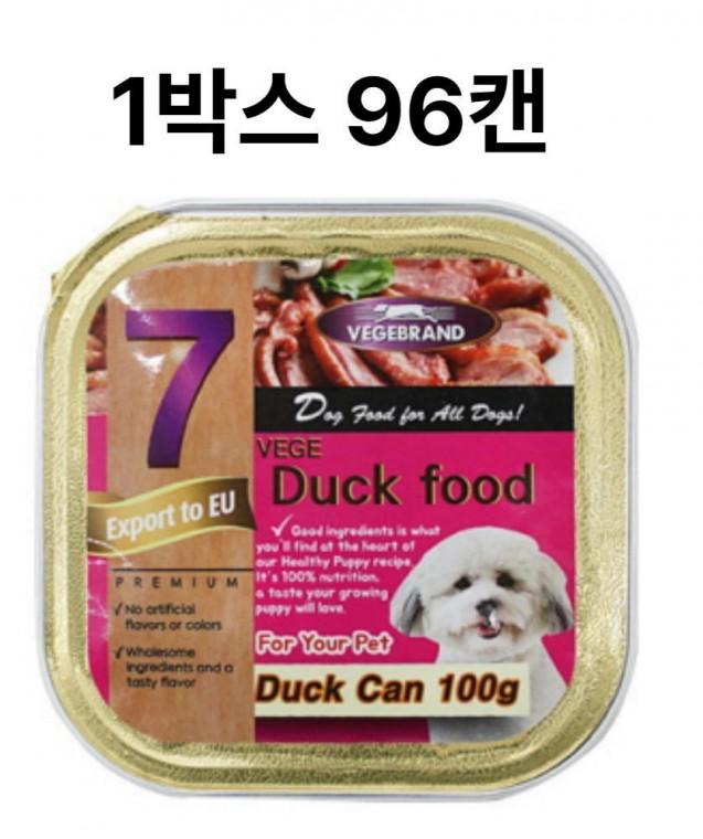 VEGE 7 강아지 개 애견 반려견 사료 간식 오리고기 캔 통조림 100g 96개 1박스