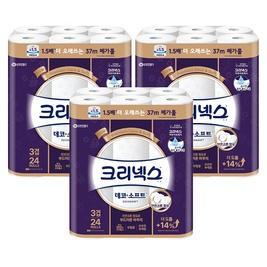 크리넥스 펄프 3겹 데코앤소프트 37m 24롤 3개