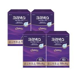 크리넥스 보습에센스 로션 펄프 미용티슈 3겹 150매 6입 4개