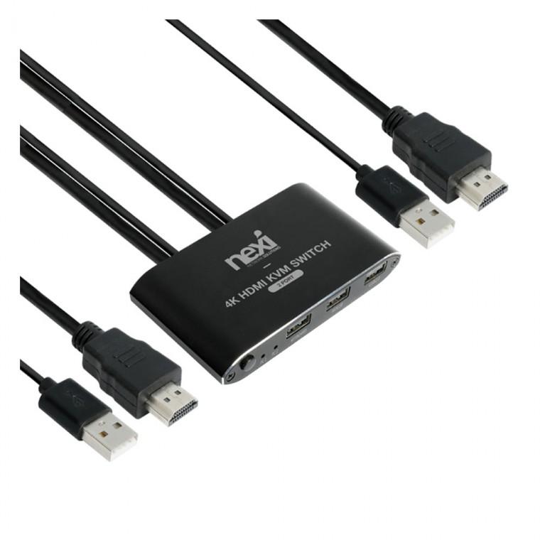 4K USB2.0 HDMI KVM 스위치 2포트 모니터 연결 컴퓨터 데스크탑 PC 2대 고화질화면 선택제어 10.2GBPS