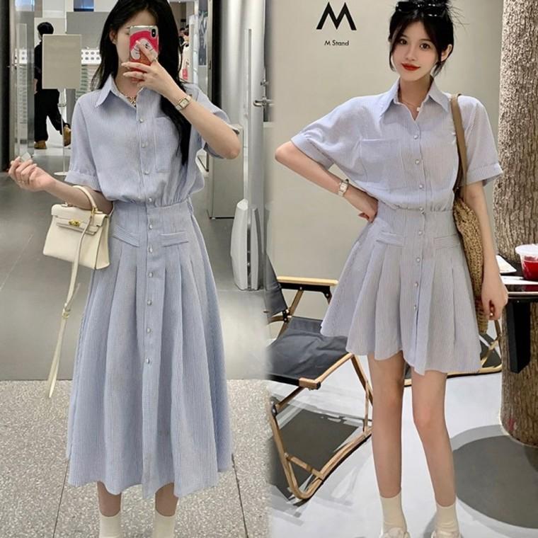 셔츠 여성원피스 셔츠원피스 A라인 원피스 여성 스트라이프 플