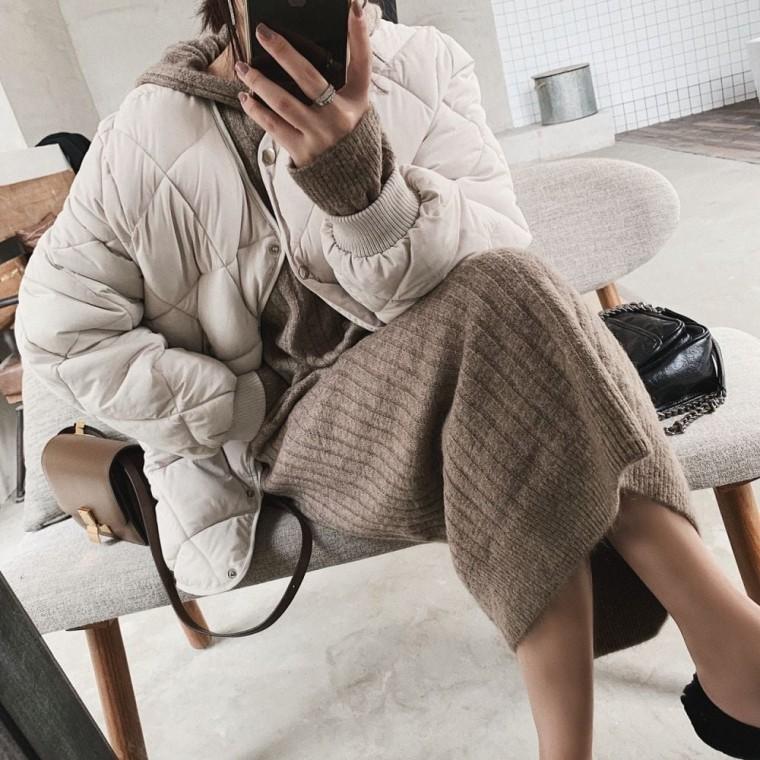 후드 니트 겨울 포근 롱원피스 원피스 여성 롱 후디 홈웨어