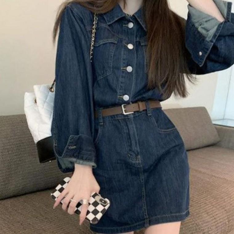 데님 미니 내추럴원피스 A라인 사계절원피스 원피스 데님원피스 캐주얼원피스