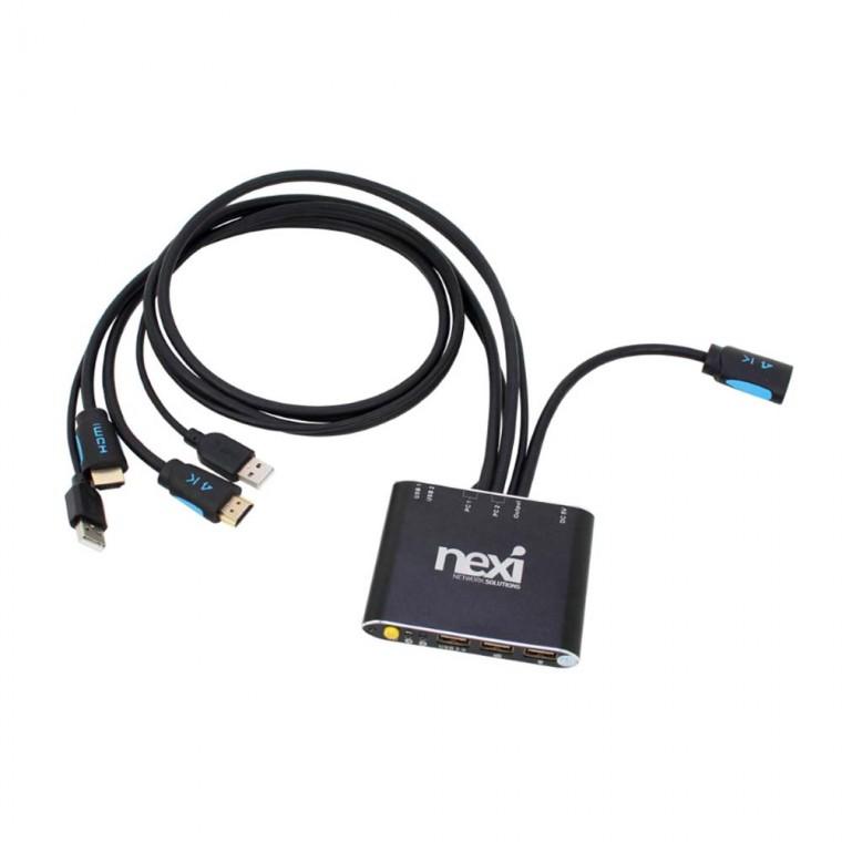 4K HDMI USB2.0 KVM스위치 2포트 데스크탑 PC 2대 고화질화면 선택제어 노트북 컴퓨터 NAS