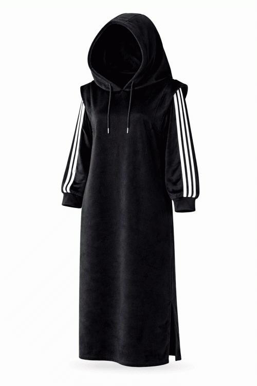 4컬러 벨루어 벨벳 맥시 루즈핏 빅사이즈 겨울 후드 롱원피스